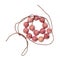 Coiled string of beads from pink rhodonite gems