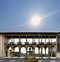 Coimbra, Portugal, August 13, 2018: Photo against the sun in the courtyard of the national museum called de Machado Castro in the