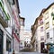 Coimbra, Portugal, August 13, 2018: Street called quebra costas bankruptcy backs in the old part of the city with many flights o