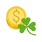 Coin with clover vector, Feast of Saint Patrick flat icon