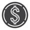 Coin dollar glyph icon, business and finance