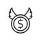 coin dollar wings icon. Simple line, outline vector elements of bankruptcy icons for ui and ux, website or mobile application