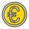 Coin euro filled outline icon, business finance