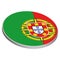 Coin with flag of Portugal. White background