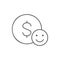 Coin with happy face, money insurance, like, positive feedback lineal icon. Finance, payment, invest finance symbol