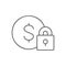 Coin with lock, money protection, finances security, deposit savings lineal icon. Finance, payment, invest finance