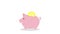 Coin money enter inside piggy bank
