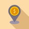 Coin money location icon flat vector. Sign change cash