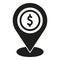 Coin money location icon simple vector. Sign change cash