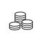 Coin pile, finance, money and banking line style vector icon