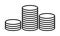 Coin pile thin line icon. Coin stack flat vector simple icon.