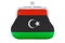 Coin purse with Libyan flag. Budget, investment or financial, banking concept in Libya. 3D rendering