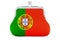 Coin purse with Portuguese flag. Budget, investment or financial, banking concept in Portugal. 3D rendering