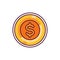 Coin slot color line icon. Gambling casino.