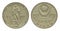 Coin Soviet Jubilee 1 ruble 20 years of victory over Nazi Germany isolated on a white background