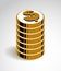 Coin stack cash money or casino chips still-life, vector icon, illustration or logo, revenue or taxes concept.