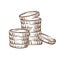 Coin stacks isolated sketch money and finance banking business