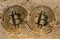 coin with symbol B symbolizing the crypto currency BITCOIN