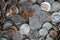 Coin texture background with a pile of coins everywhere