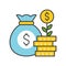 coin tree on stack of coin and money bag, profit, bank and financial related icon, filled outline editable stroke