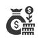 coin tree on stack of coin and money bag, profit, bank and financial related icon, glyph design