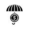 coin umbrella safe glyph icon vector isolated illustration