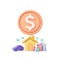 coin yellow us dollar money tax interest loan house family expenses payment shopping car, residential online.