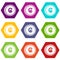 Coins cruzeiro icon set color hexahedron