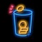 coins in cup neon glow icon illustration