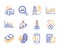 Coins, Dollar and Block diagram icons set. Bitcoin project, Accounting report and Financial diagram signs. Vector