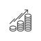 Coins growing line icon, outline vector sign