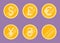 Coins Icons Set. Flat Vector Illustration