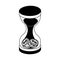 Coins inside hourglass isometric in black and white