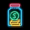 Coins In Jar neon glow icon illustration