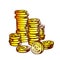 Coins Pile Stacked, Metal Money Monochrome Vector