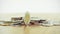 Coins pile on table with white background