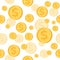 Coins seamless pattern - scattered golden coins