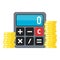 Coins & Small Calculator Flat Icon on White