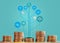 Coins stack and tree infographic showing growht of business and trade. The concept of business growth, financial or money savings