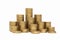 Coins stacked on each other in different positions, Money saving, financial risk management, business investment