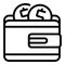 Coins wallet icon, outline style