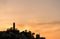 Coit tower at sunset in the downtown area of San Francisco