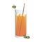 Coktail with olive in straw