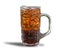 Cola cup Aerated soft drink Refreshing with ice cubes on orange bright background hungry, eager, avid, athirst, starveling.isolate