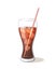 Cola drink in a glass cup with ice with sticks Vector Illustration