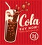 Cola drink glass in retro style