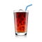 Cola glass with ice cubes on white vector