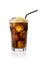 Cola glass softdrink with ice and lemon