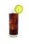 Cola with lime and ice cubes