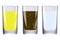 Cola, water, lemonade in long glasses. Drinks in glasses. Vector illustration. Stock image.